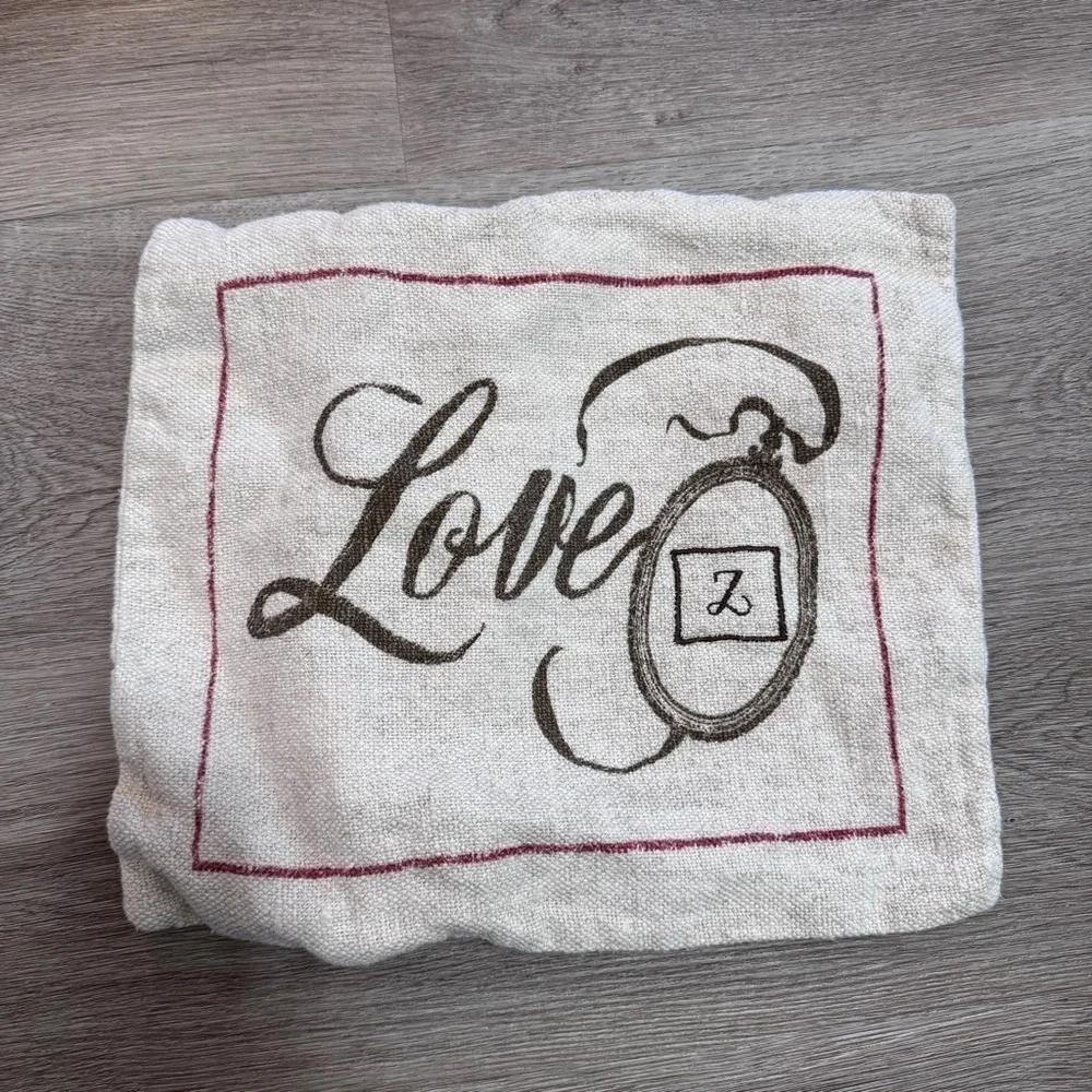 Pottery Barn Love Linen Valentines Decorative Pillow Cover 12x16 Lumbar